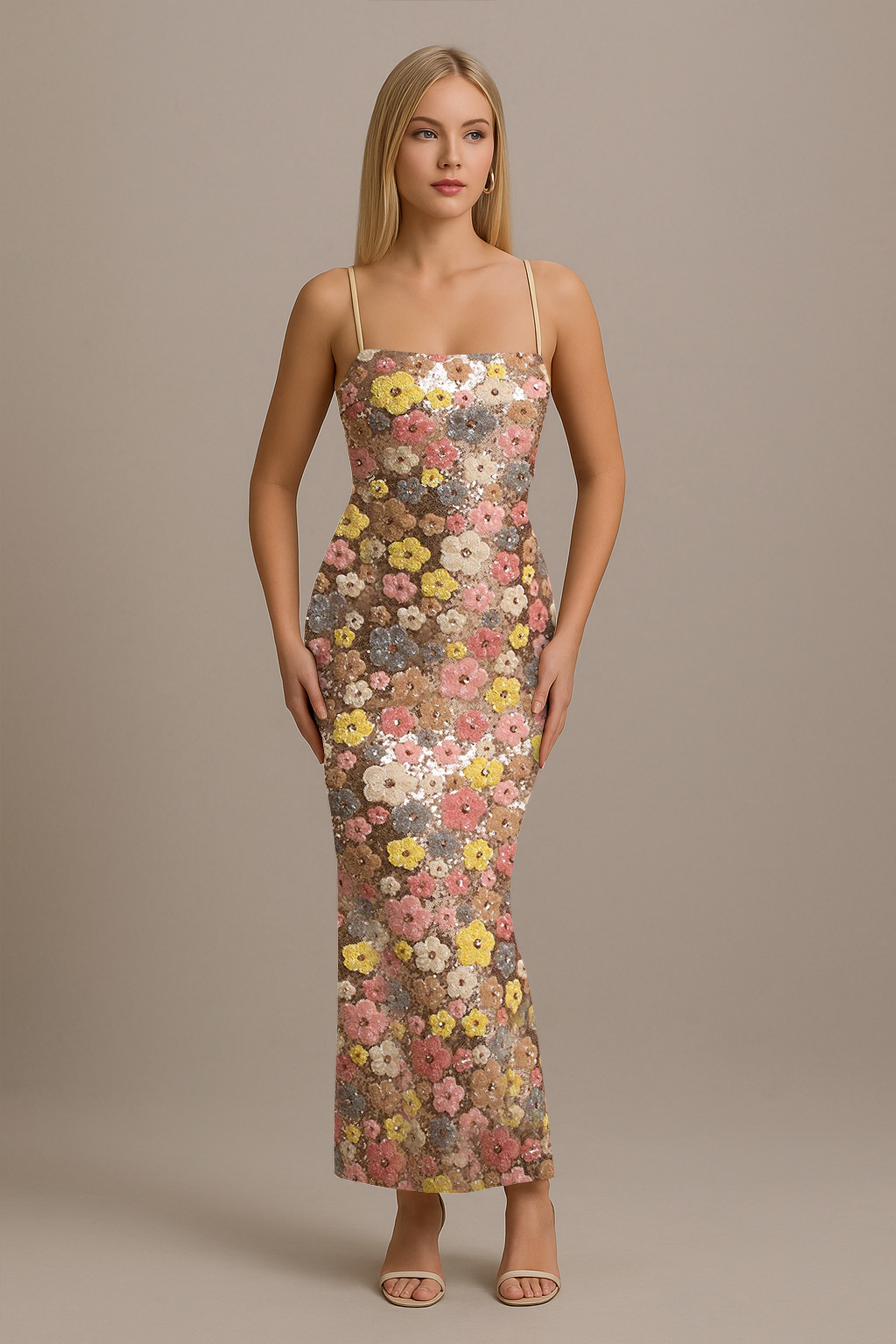 AMELIA™ | SEQUIN FLORAL CHAMPAGNE