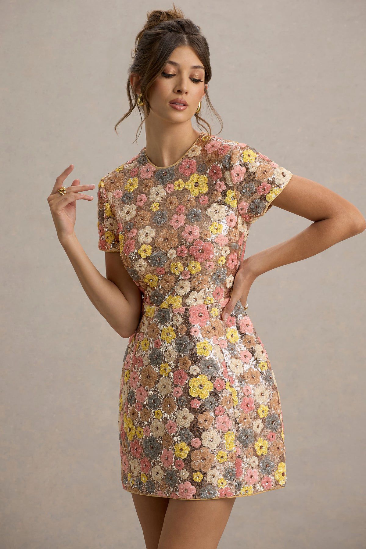 AMELIA™ | SEQUIN FLORAL CHAMPAGNE