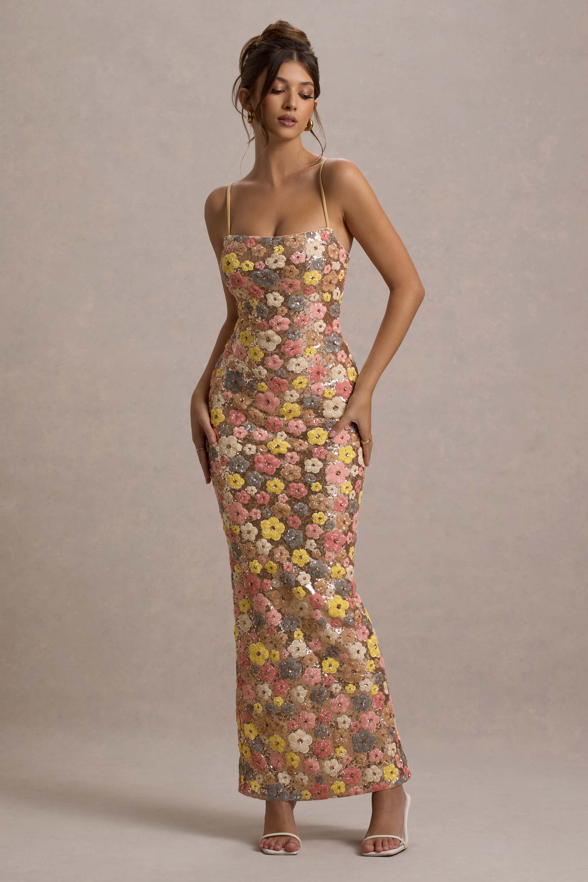 AMELIA™ | SEQUIN FLORAL CHAMPAGNE