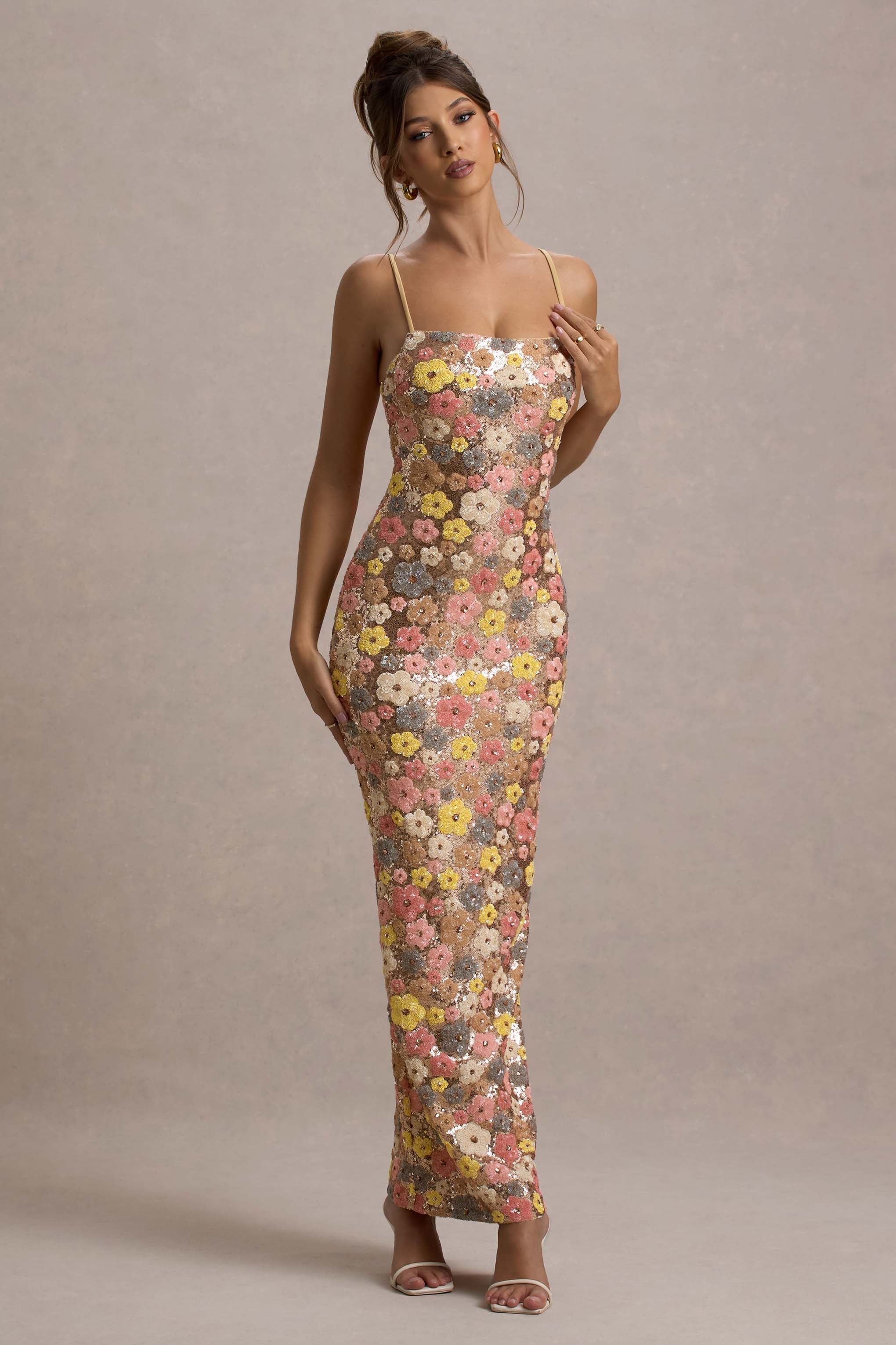 AMELIA™ | SEQUIN FLORAL CHAMPAGNE