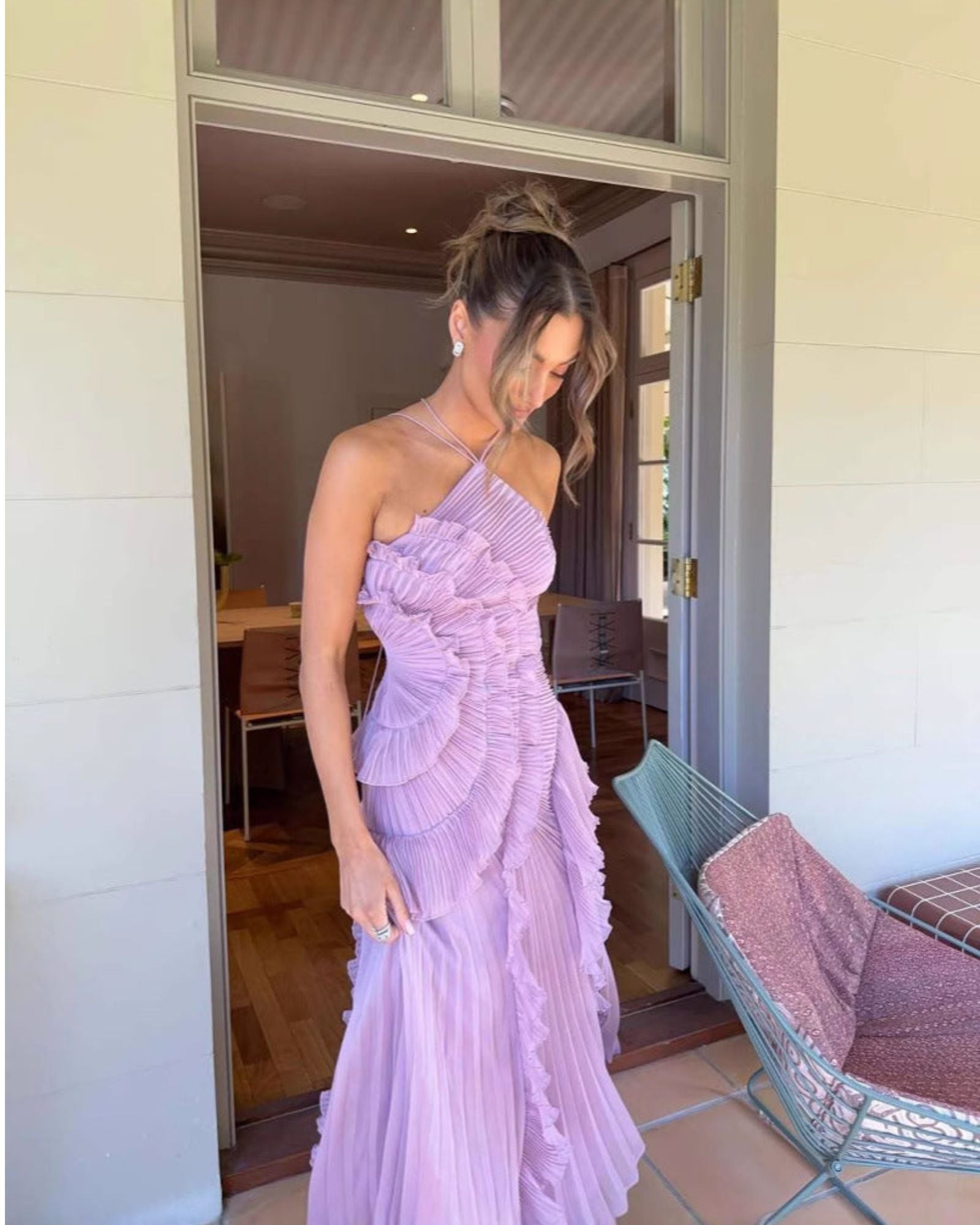 AVELINE™ | RUFFLE PLEAT MAXI DRESS