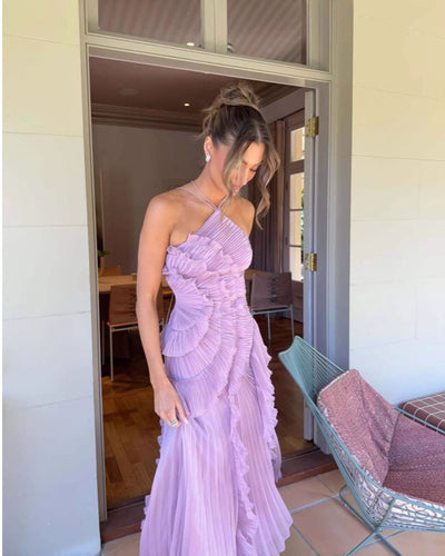 AVELINE™ | RUFFLE PLEAT MAXI DRESS