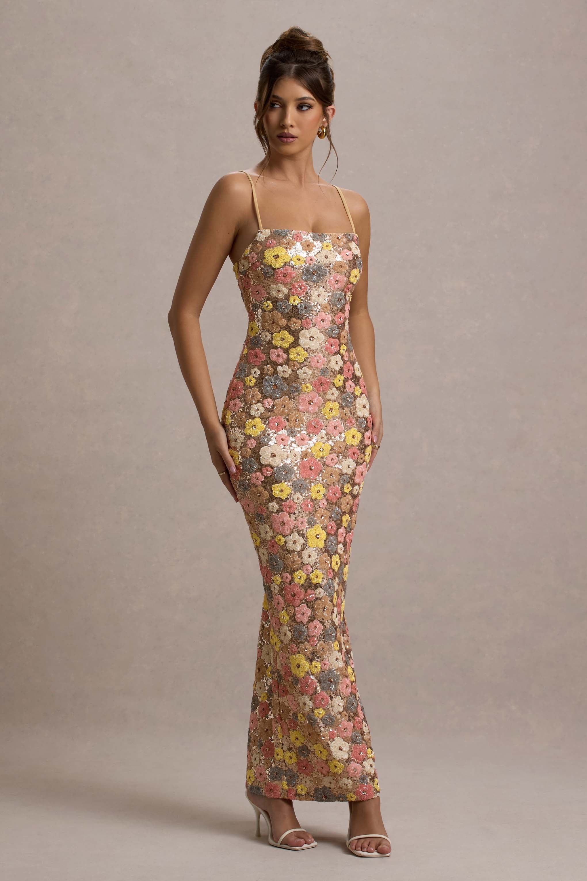 AMELIA™ | SEQUIN FLORAL CHAMPAGNE