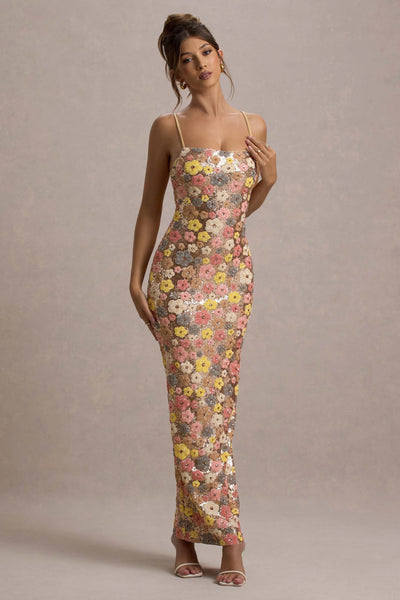 AMELIA™ | SEQUIN FLORAL CHAMPAGNE